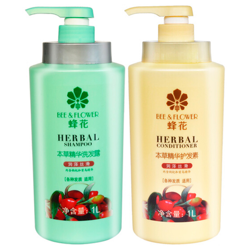 蜂花 本草精华洗护套装润泽丝滑洗发水1L+护发素1L（含枸杞+首乌精华）