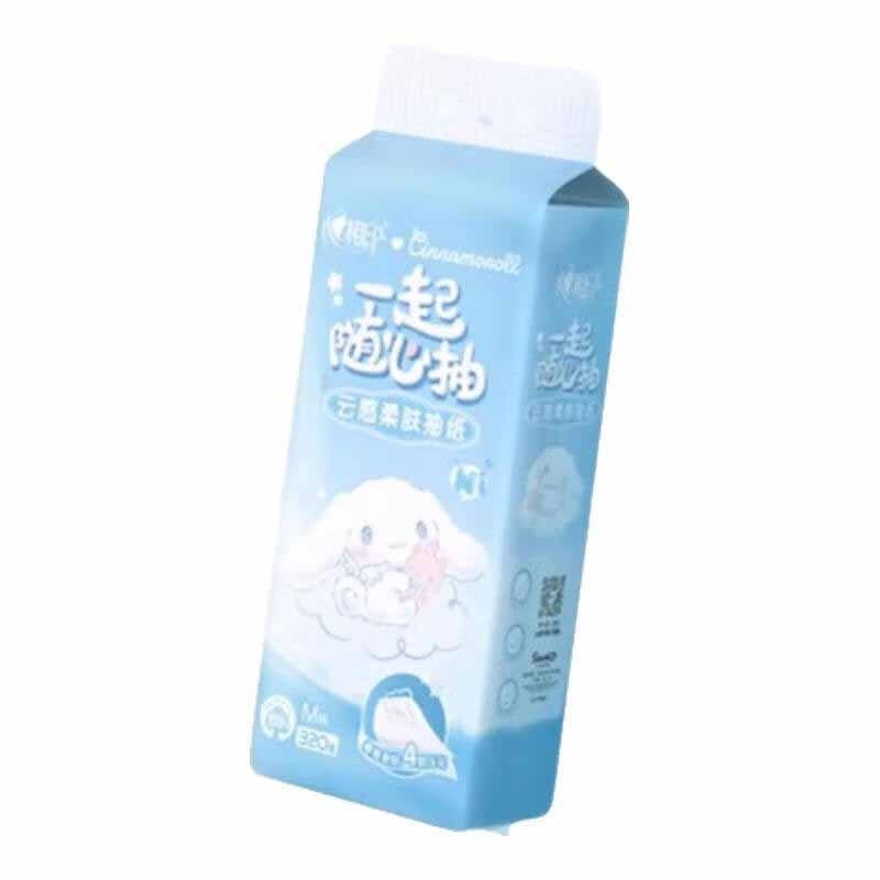心相印抽纸云感柔肤三丽鸥悬挂式提装面巾纸4层320抽*4提DT20320