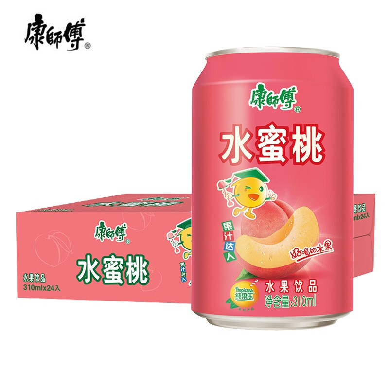 康师傅 水蜜桃味果汁 310ml*24罐/箱