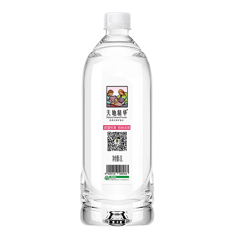 天地精华 天然低钠矿泉水1L*12整箱装 天然弱碱性家庭饮用水 大瓶装