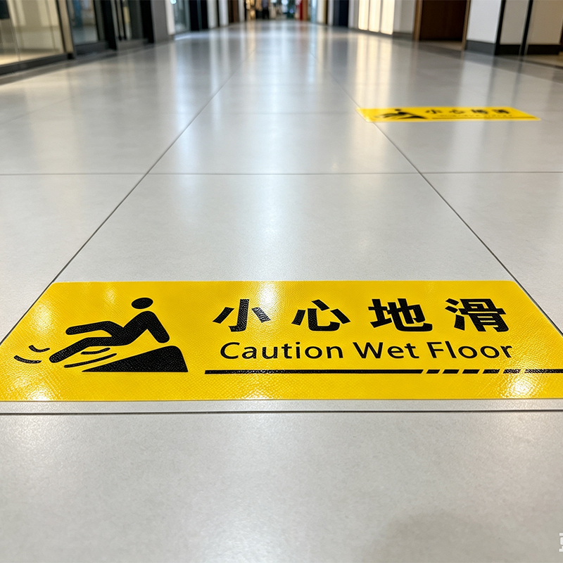 安虎 安全标识贴 小心地滑30*10CM黄 个高清大图