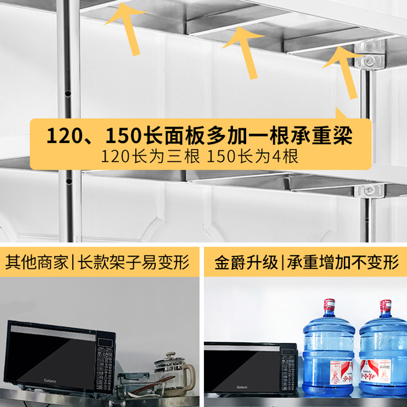 厨房用品置物架收纳落地多层不锈钢微波炉货架橱柜家用多功能架子|长60宽30高80二层加厚款
