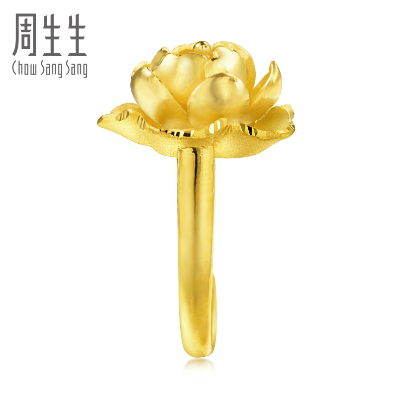 周生生chowsangsang黄金足金玫瑰花戒指开口女戒77436r计价