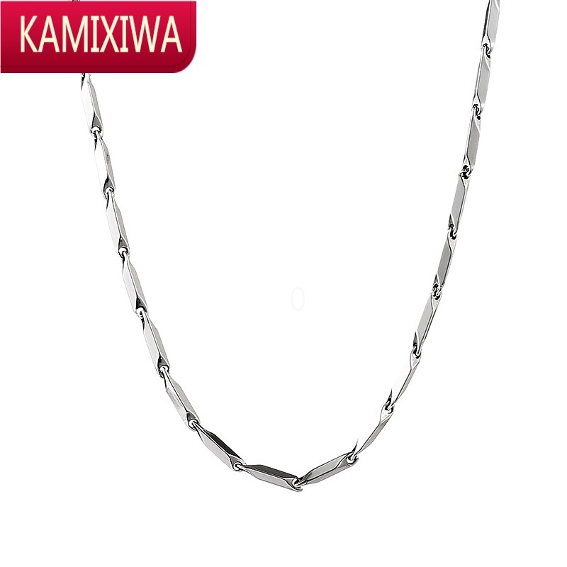 KAMIXIWAVOYAGE银色菱形钛钢项链男士潮牌百搭设计感男潮小众男生链子配饰