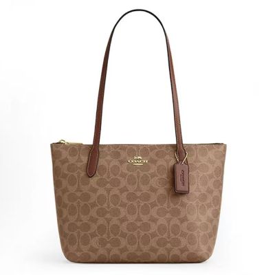 蔻驰(COACH)女包 女士奥莱款经典标志双面老花city30托特包City33单肩包金属马车标C纹斜挎包 F58292 CBT18-IMXHE