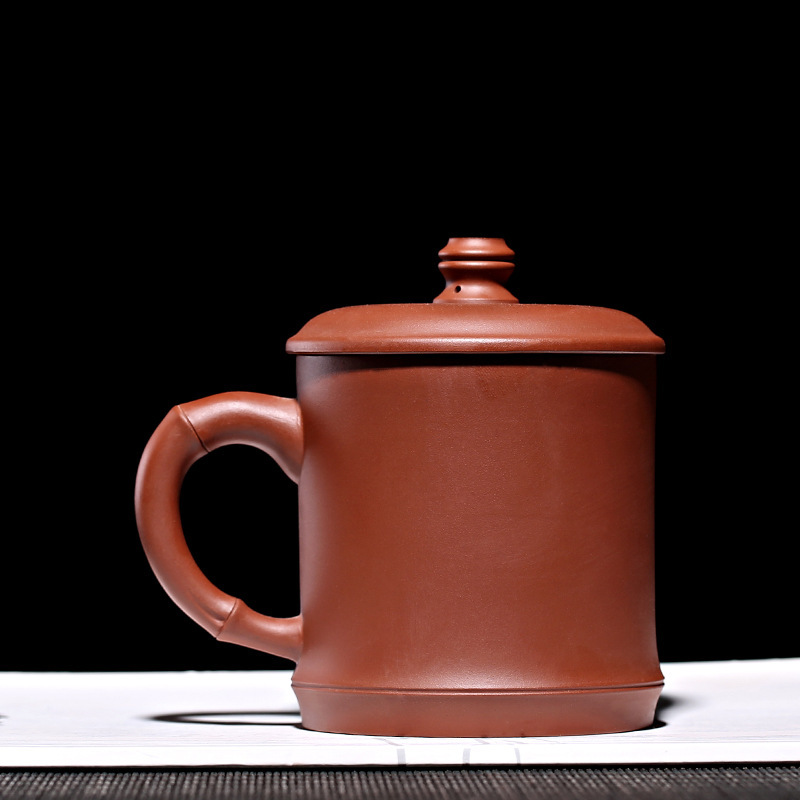 紫砂盖杯批发代理原矿清水泥纯手工山水杯子