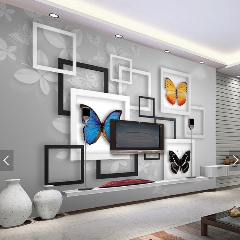 3D欧式壁画蝴蝶花卉无纺布墙纸定制壁画卧室客厅电视背景墙壁纸壹德壹