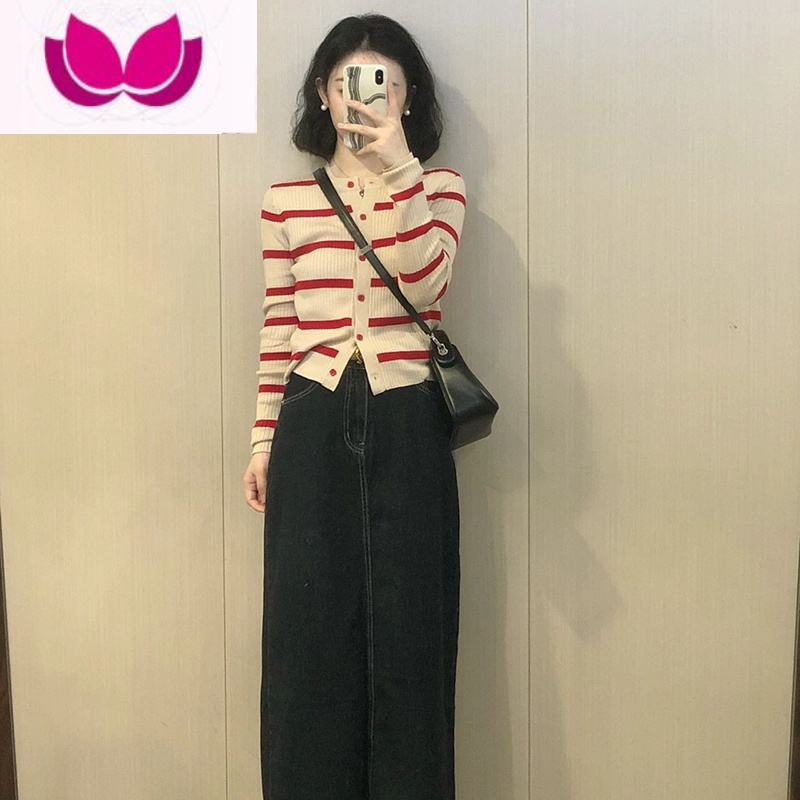 七斓2023年早春装新款女装盐系穿搭轻熟小香风套装针织开衫吊带套高清大图