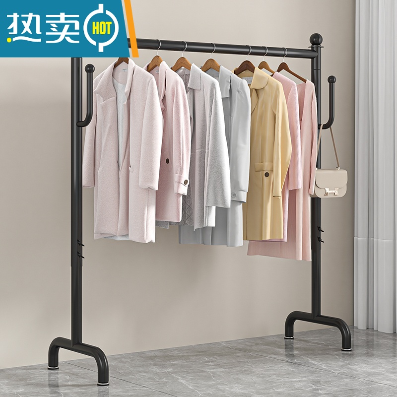 敬平晾衣架落地卧室内折叠单杆阳台出租房宿舍酒店凉晒挂衣服家用架子 纳米金色长100高130高清大图