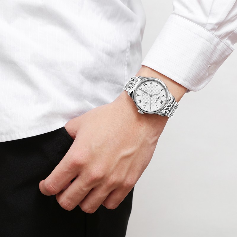 [送礼优选]天梭(TISSOT)瑞士手表 经典复古商务男表 力洛克系列钢带男士机械表T006.407.11.033.00高清大图