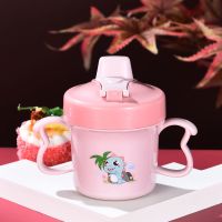儿童水杯带刻度宝宝学饮杯防呛婴儿鸭嘴杯防摔防漏小孩水杯带吸管 +防呛重力球 [pp塑料款式]粉色