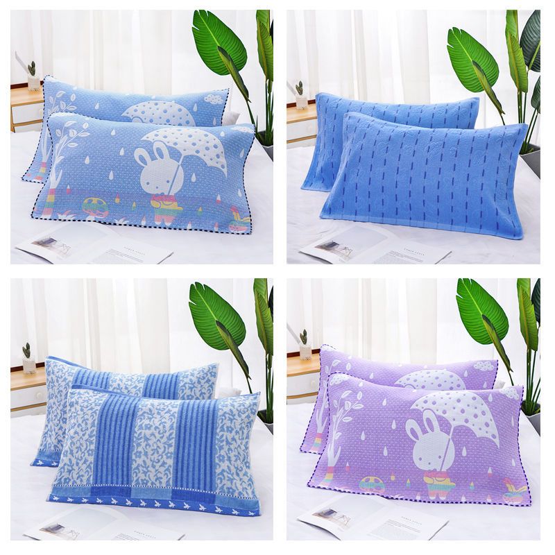 纯棉枕巾蓝色学生宿舍单人枕巾学生全棉一对枕巾纱布枕巾