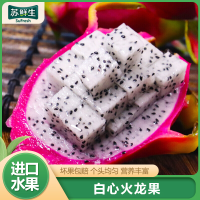 【苏鲜生】越南进口白心火龙果 净重3斤 单果300-500g 进口水果