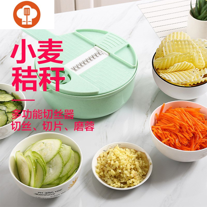 艺呈家用新款圆形手拉式小麦秸秆多功能厨房切菜削皮刀