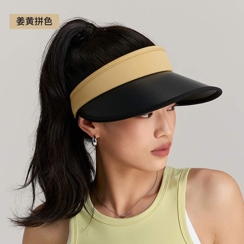 zauo防晒空顶帽 经典款11010FSM杏黄拼色高清大图