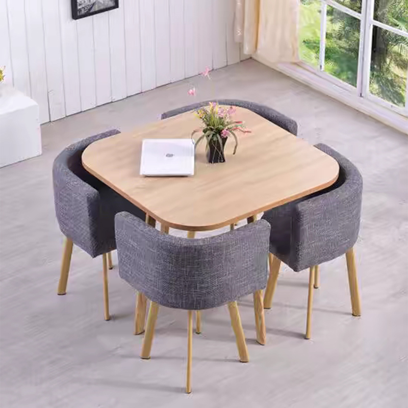 中豫鑫泽ZYXZ4100951 简约接待桌椅洽谈桌椅 一桌四椅 方桌灰色布椅高清大图