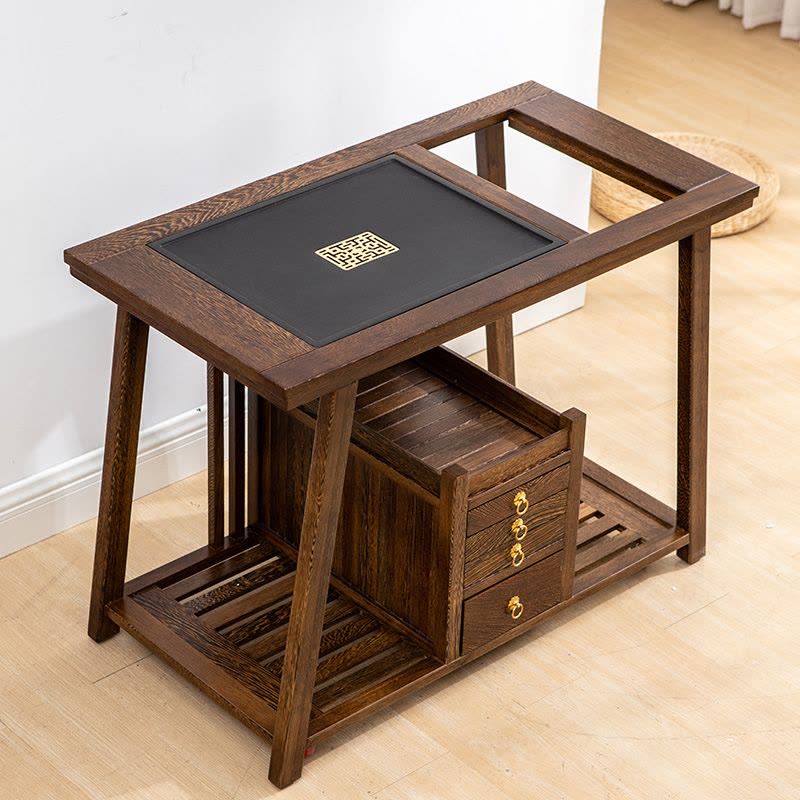MULTIPOTENT实木茶车功夫茶具茶盘茶桌家用小茶台共赏鸡翅木茶车(雕匠坊)图片