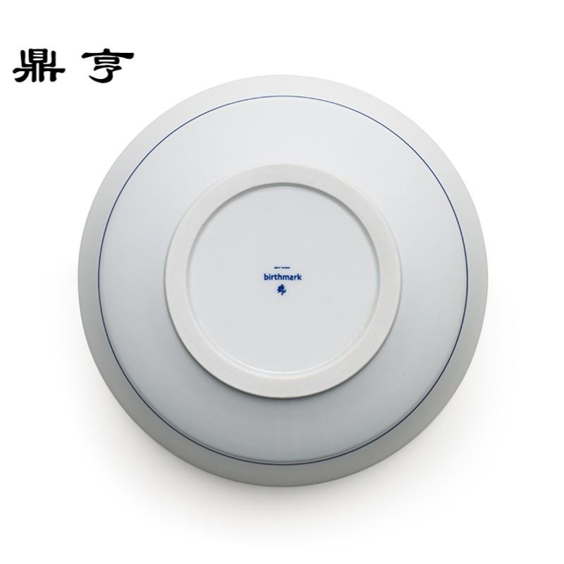 鼎亨#现货#蓝边折腰盘/景德镇高温瓷|
