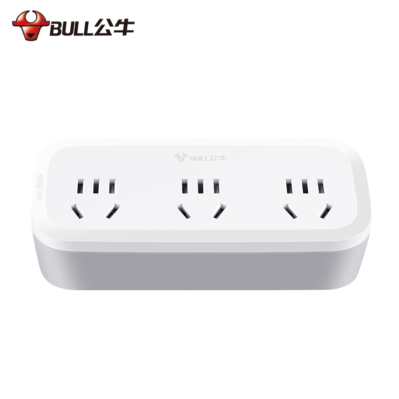 公牛(bull)插座 GN-9333 一转多拖三插座 家用无线扩展槽排插转换器带单独开关插头