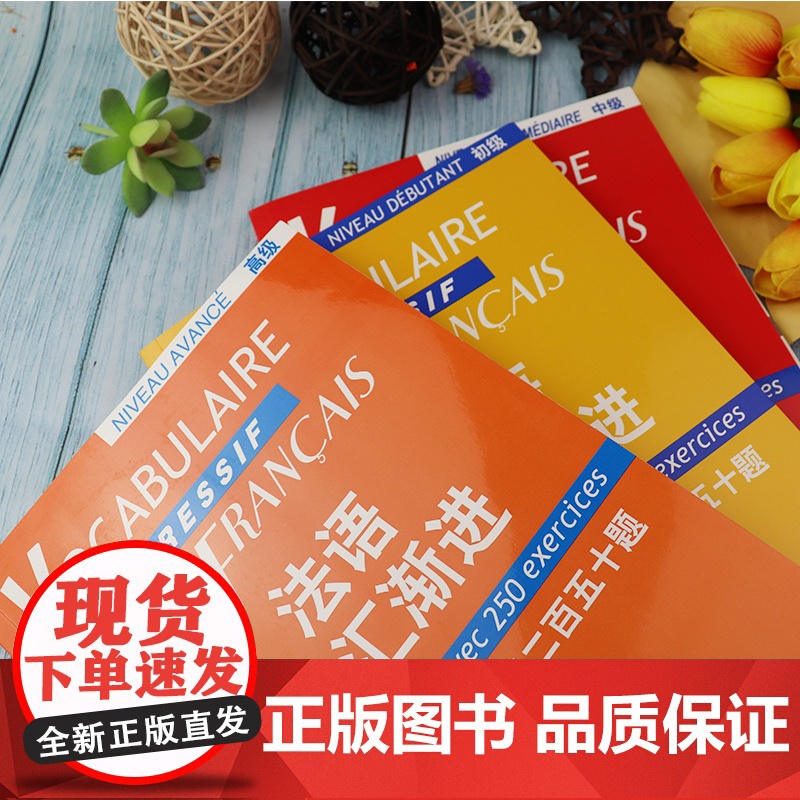 法语自学入门教材法语渐进词汇练习250题初级+中级+高级3本套装法语专业考试单词词汇练习自学备考辅导书籍高清大图