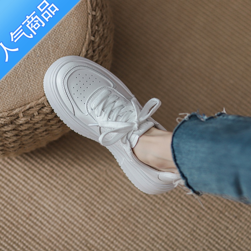 SUNTEK厚底小白鞋女2023年新款小众女鞋子春季春秋百搭运动休闲板鞋高清大图