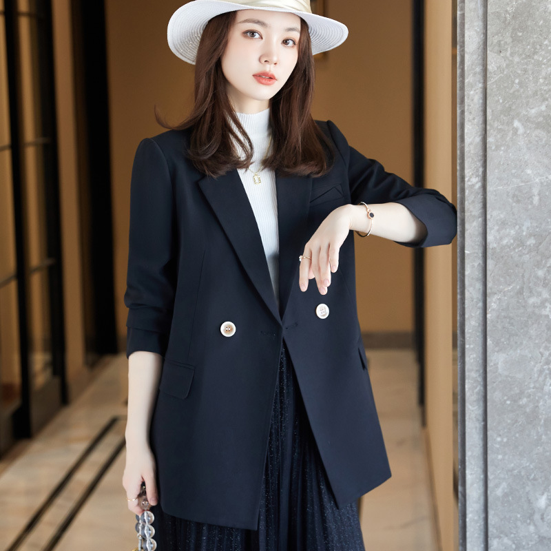 女先生女士西装 早秋黑色西装外套女2021新款英伦风设计感小个子职业