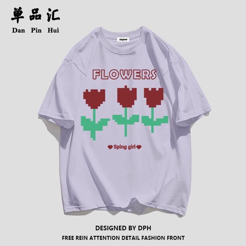 单品汇ins盐系纯棉短袖T恤女夏季新款国潮嘻哈学生街头风宽松女装