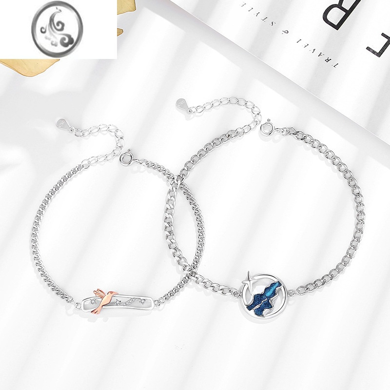 jimi原创鹊桥银河情侣手链s925银一对小众设计感七夕女生礼物珐琅滴胶