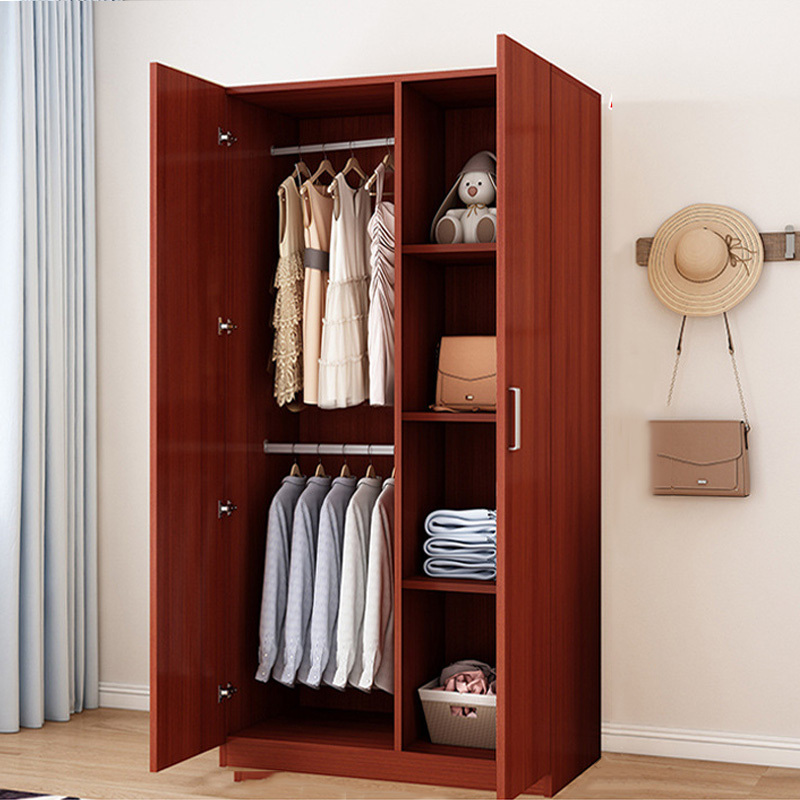 豪利特家用衣柜简约储物柜更衣柜2门1.6高宽80深40柚木色