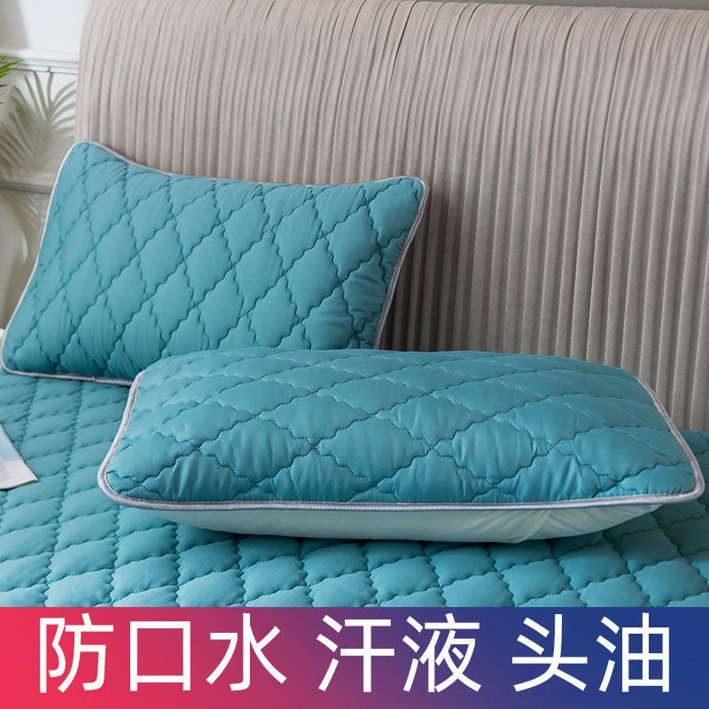 枕套一对装枕巾单人枕头套保护枕芯套48*74cm 墨绿色 夹棉防水枕套48*74cm单只装