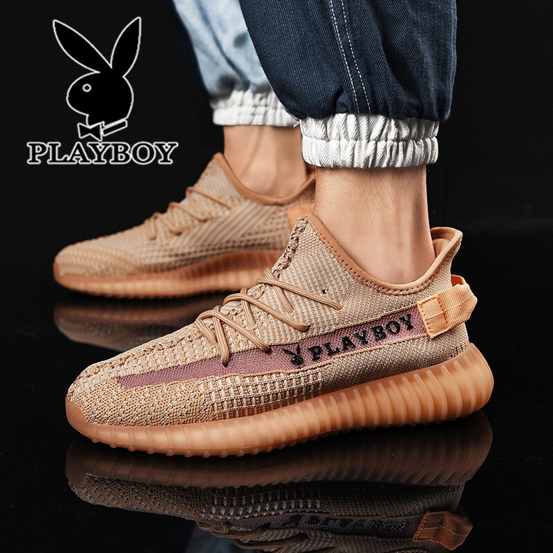 花花公子playboy椰子鞋男鞋2020新款透气网鞋男士软底潮鞋百搭飞织网