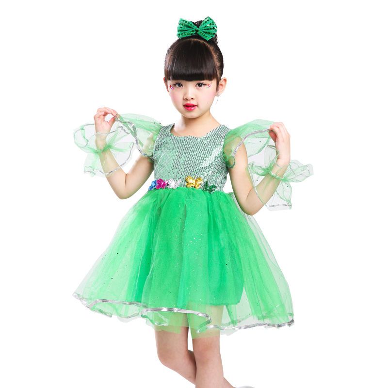 网纱女童幼儿园小学生亮片蓬蓬纱裙演出表演服爵士舞