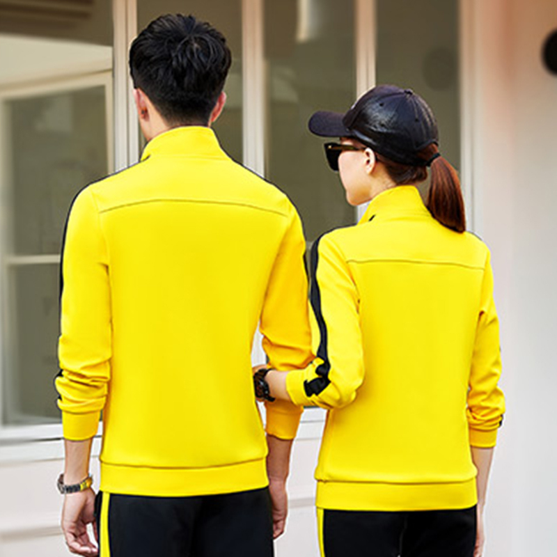 春秋季情侣运动套装男三条杠卫衣小脚裤两件套跑步运动服女休闲装
