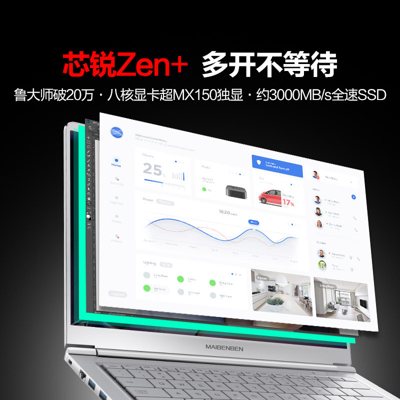 麦本本（MAIBENBEN）小麦S436 14英寸轻薄窄边框商务影音笔记本电脑（银色 AMD 3500U 8G/512G PCI-E）