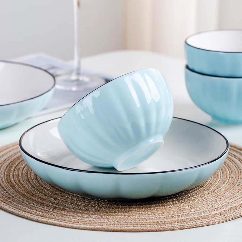 可爱陶瓷碗碟盘套装餐具家用盘子面碗汤碗景德镇碗筷吃饭碗具大碗