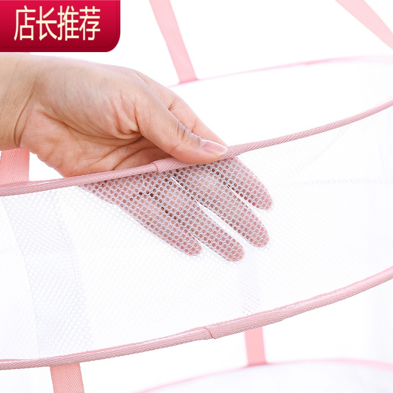 双层晒衣篮阳台衣服平铺晾晒网毛衣羊毛衫晾衣篮可折叠内衣晾晒兜JING PING 绿色-单层小号