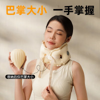和正充气U型枕 旅行便携出差按压飞机枕头 高铁火车出行睡觉脖枕 充气U型枕奶油黄 HZ-A2