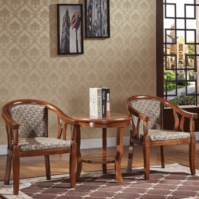 创世人围椅酒店家具配套椅子实木圈椅休闲椅洽谈桌椅围椅三件套