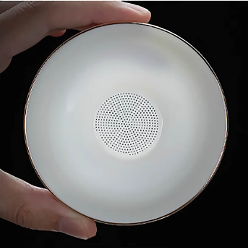 方然羊脂玉金边茶漏高清大图