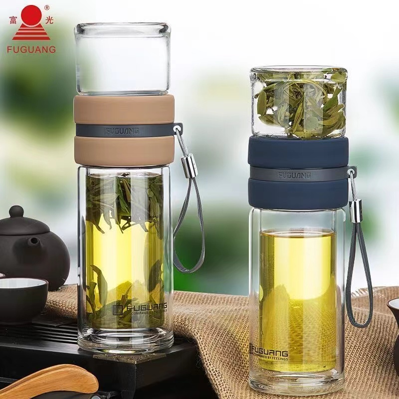 富光 G1609-SH-240 玻璃茶杯茶水分离深蓝色 240ml(个)高清大图