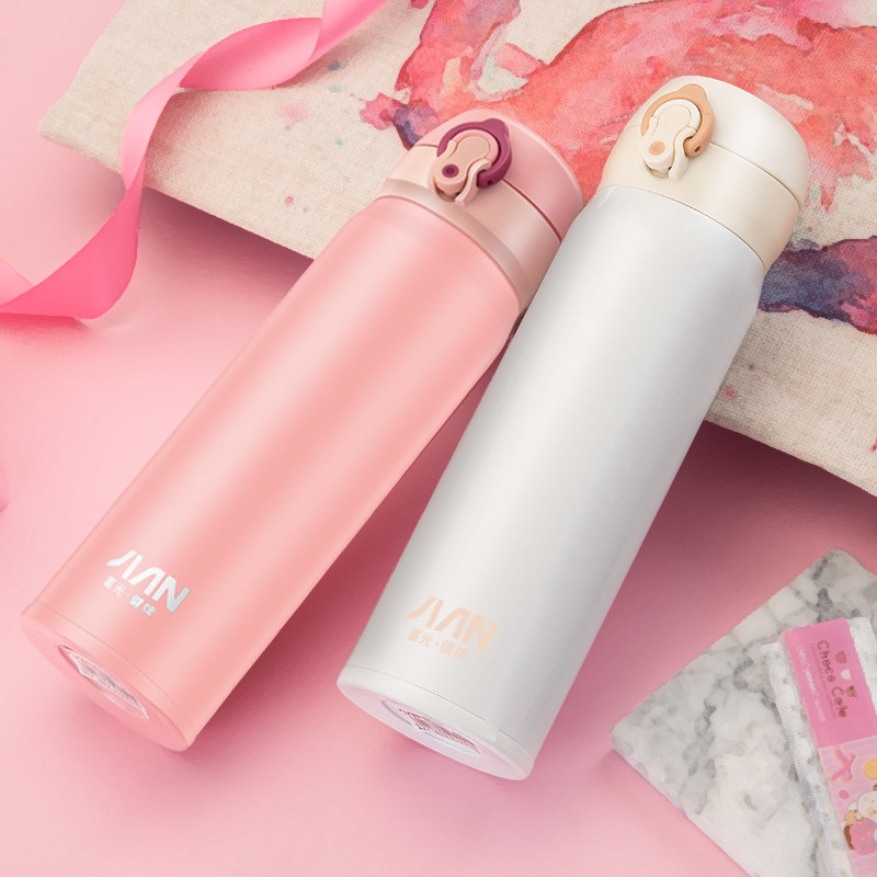 富光洛伊车载弹盖保温杯不锈钢真空水杯女士学生轻便随手杯子锁扣大容量 500ml 酒红色高清大图