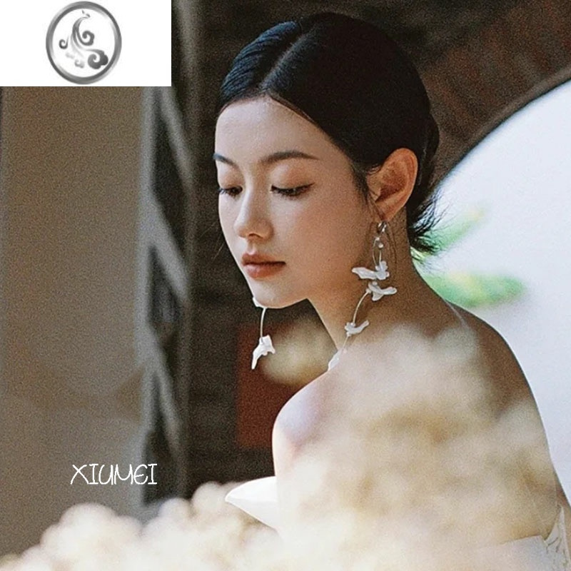 JiMi新款超仙气质长款耳饰耳钉新娘结婚婚纱耳环女大气简约高级感