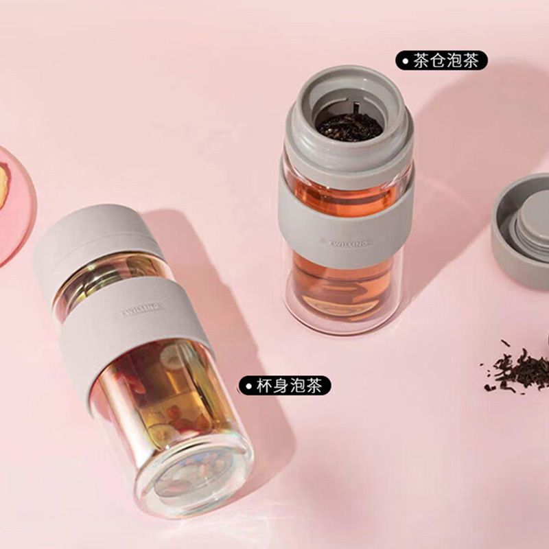 双立人玻璃杯310ml玻璃茶滤杯双层保温灰色1026353高清大图