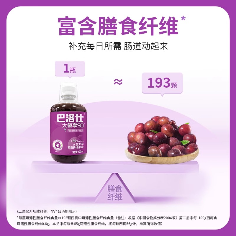 巴洛仕益生元西梅汁果饮无蔗糖排便大餐救星浓缩果蔬汁饮料 [买2发3丨买3发5]高清大图