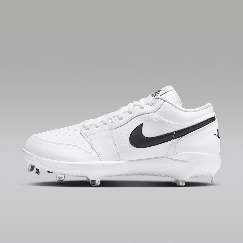 耐克(NIKE)棒球钉鞋男鞋经典低帮AJ1风格金属扣合成革运动碎钉抓