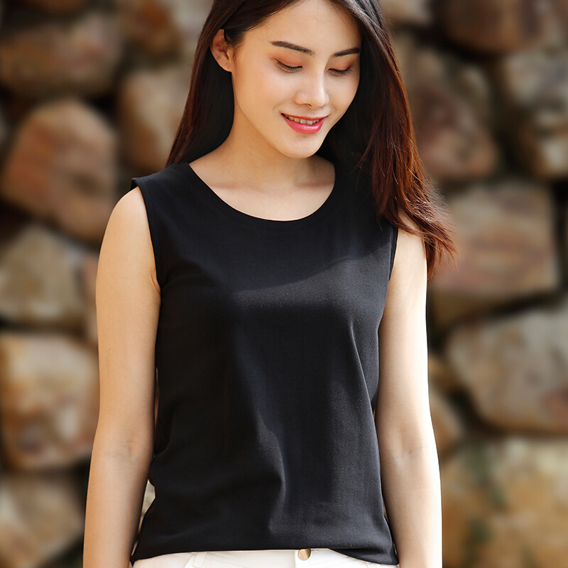 无袖运动t恤女百搭宽松外穿原宿坎肩跨栏背心存棉女士夏季打底衫