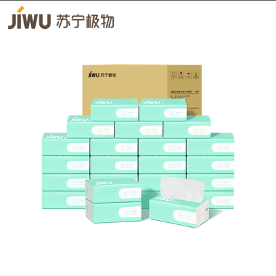 苏宁极物 抽纸 300张单包 原生木浆 三层加厚中规格抽取式卫生纸巾餐巾纸面巾纸家庭装无香母婴湿水不破[24件起售]