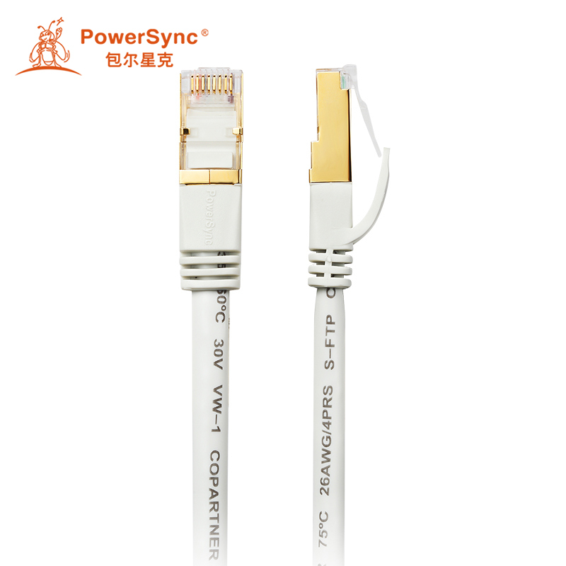 包尔星克 CAT710PWJ 7类双屏蔽双绞万兆镀金纯铜网线 10米 珠光白色