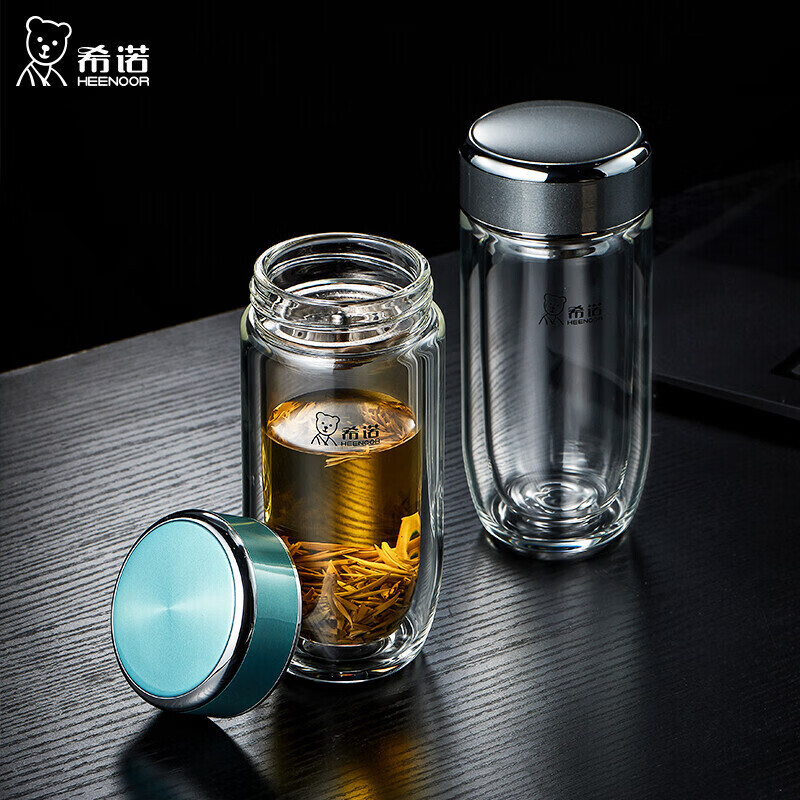 希诺 抗菌玻璃杯双层XN-1927 410mL(H)