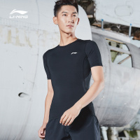 李宁健身衣男士款专业系列短袖弹性训练服男装紧身运动服
